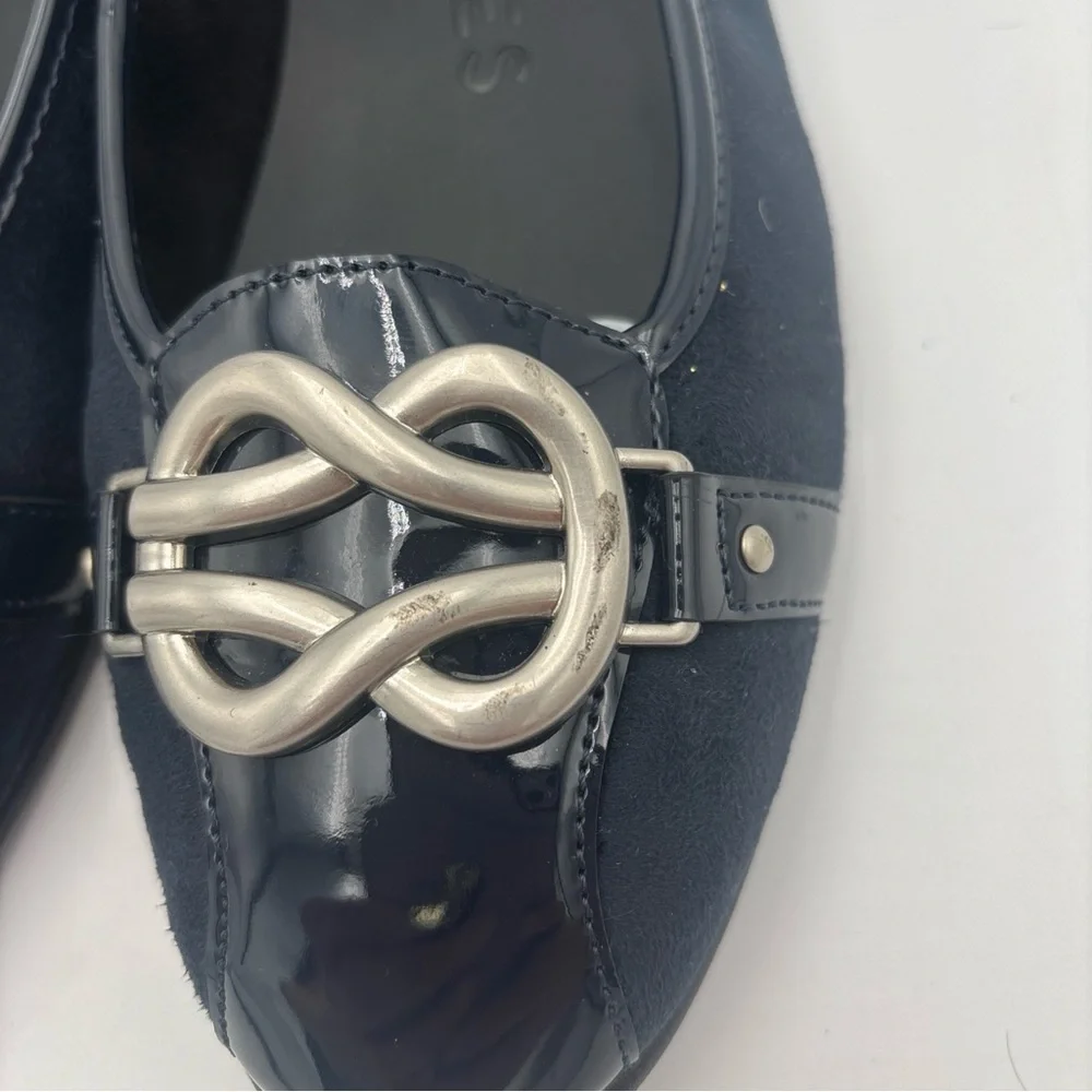 AEROSOLES Dark Blue Flats with Metallic‎ Accent